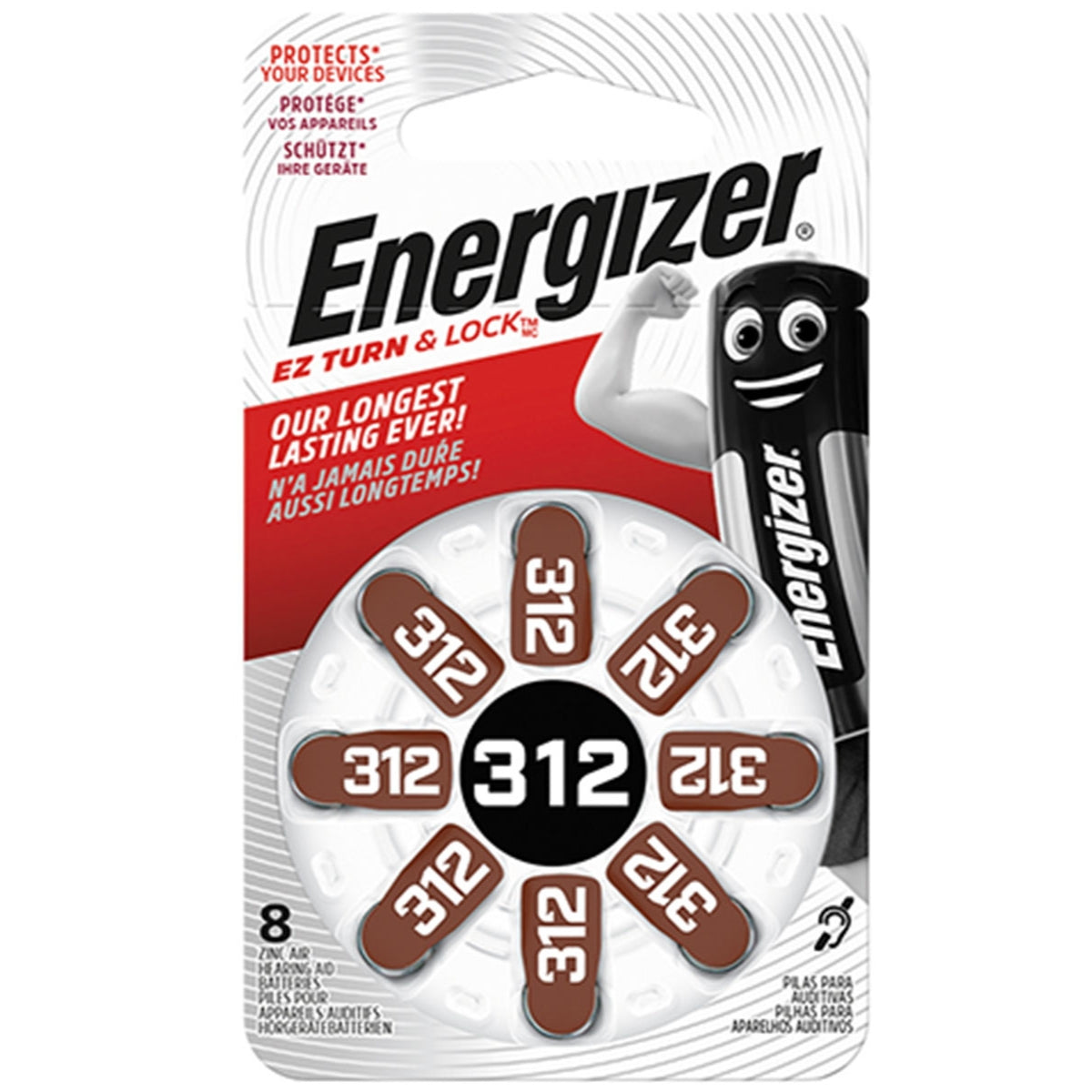 מארז 8 סוללות 312 AIR למכשירי שמיעה Energizer