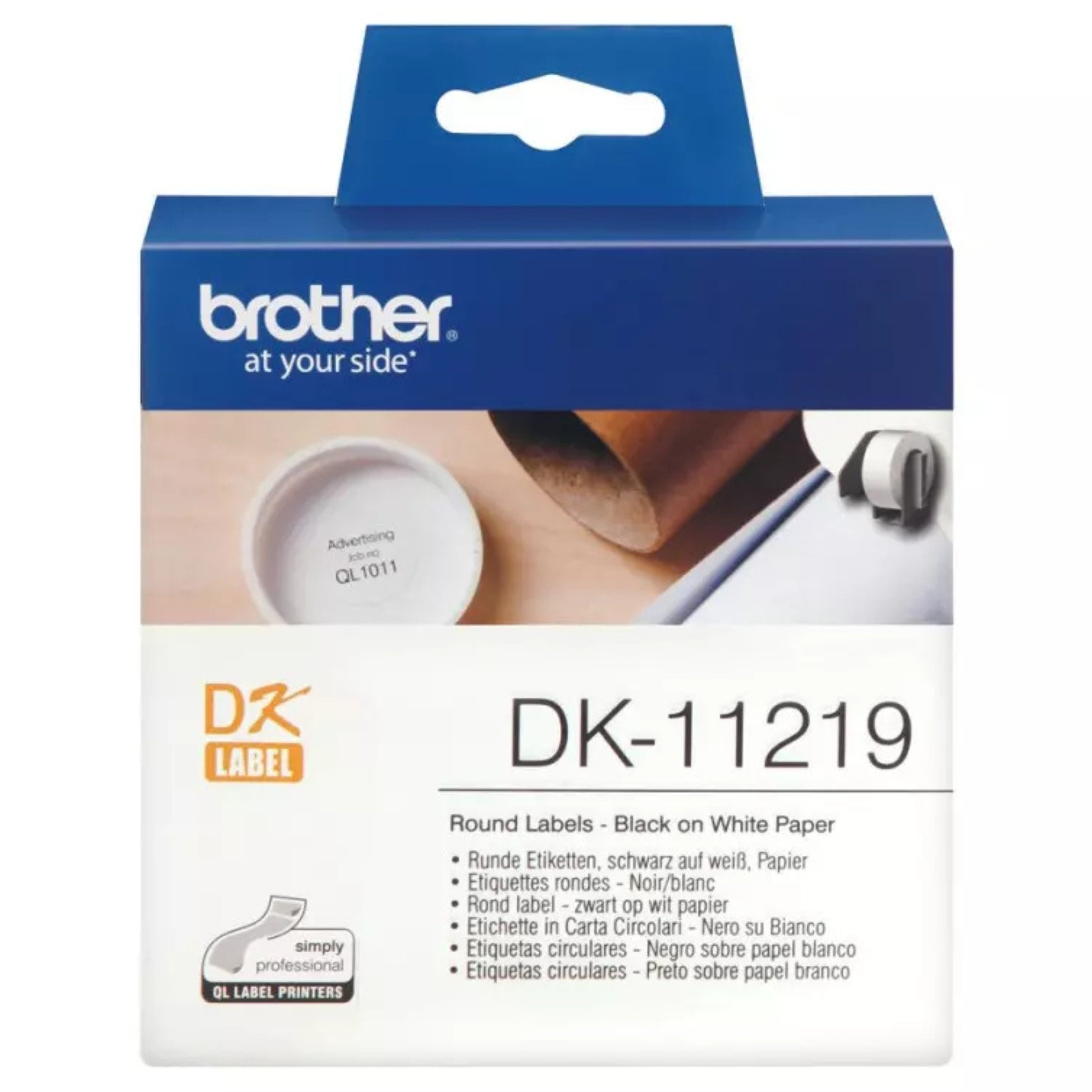 סרט תוויות עגולות 12 מ"מ Brother DK11219 לבן