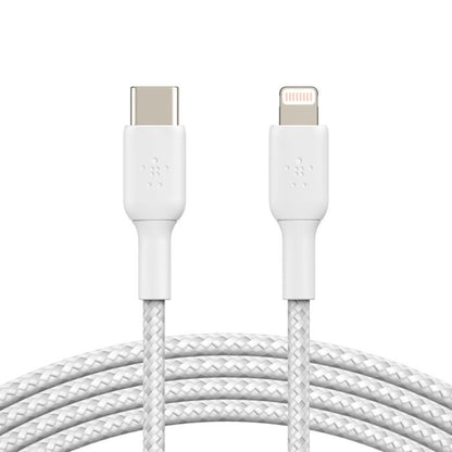 כבל קלוע 1 מטר לבן Belkin Lightning to USB-C