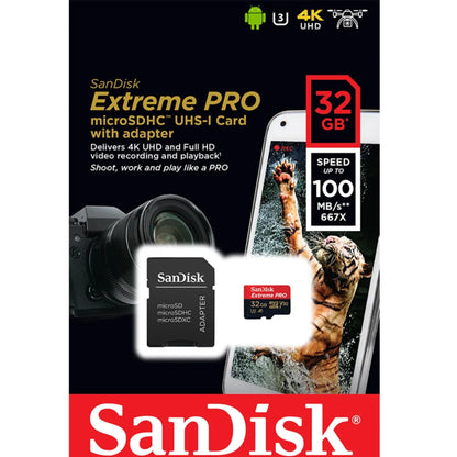 כרטיס SanDisk Extreme micro SD EX 4K 100MB/s V30 32GB