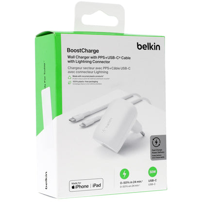 מטען קיר Belkin 30W USB-C PD/PPS Lightning