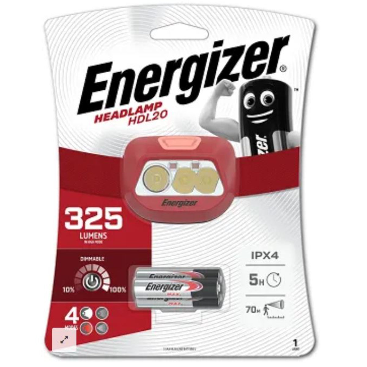 פנס ראש 325 לומן 4 מצבים Energizer