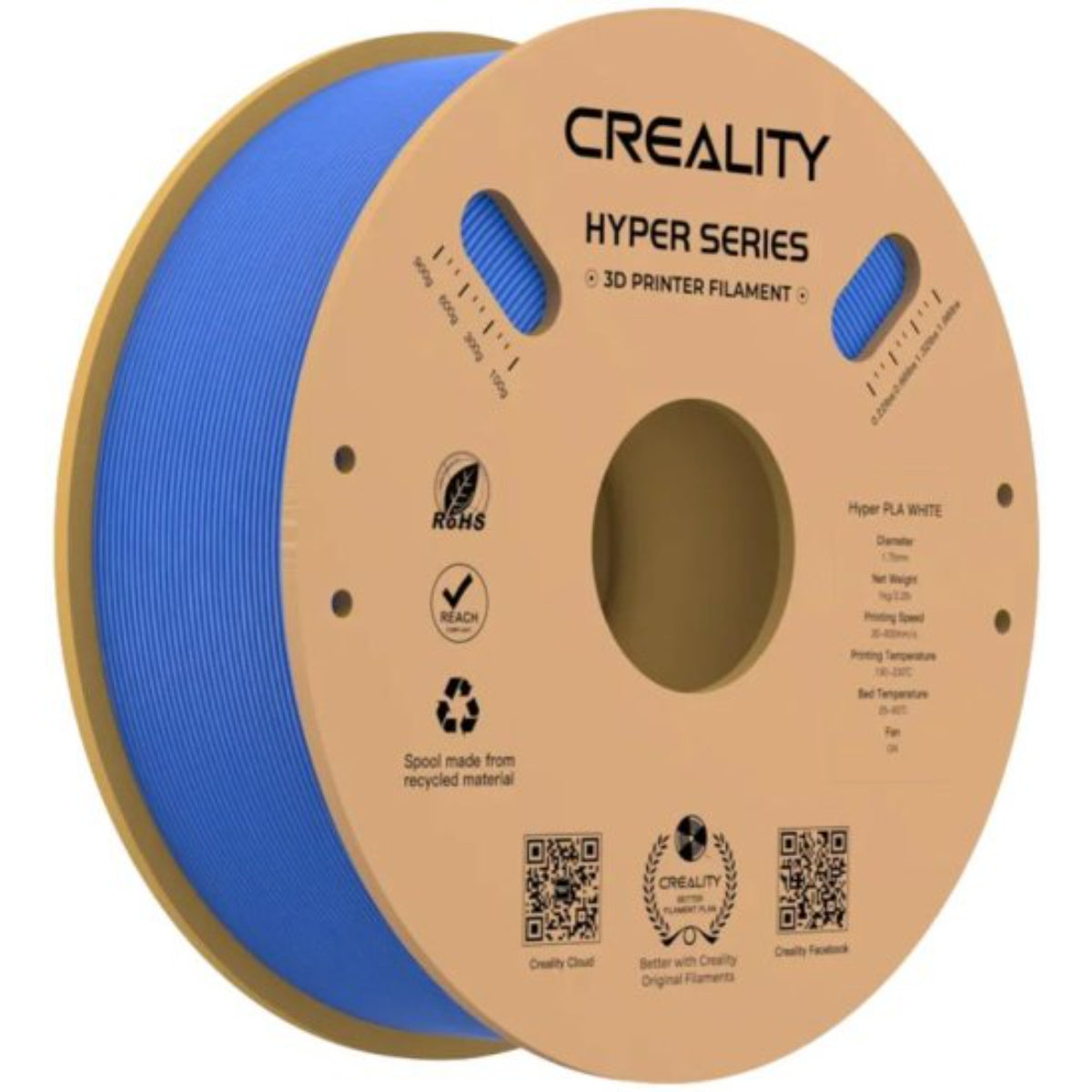 סליל הדפסה (פילמנט) לבן 1.75 מ"מ/1 ק"ג דגם Creality Hyper PLA