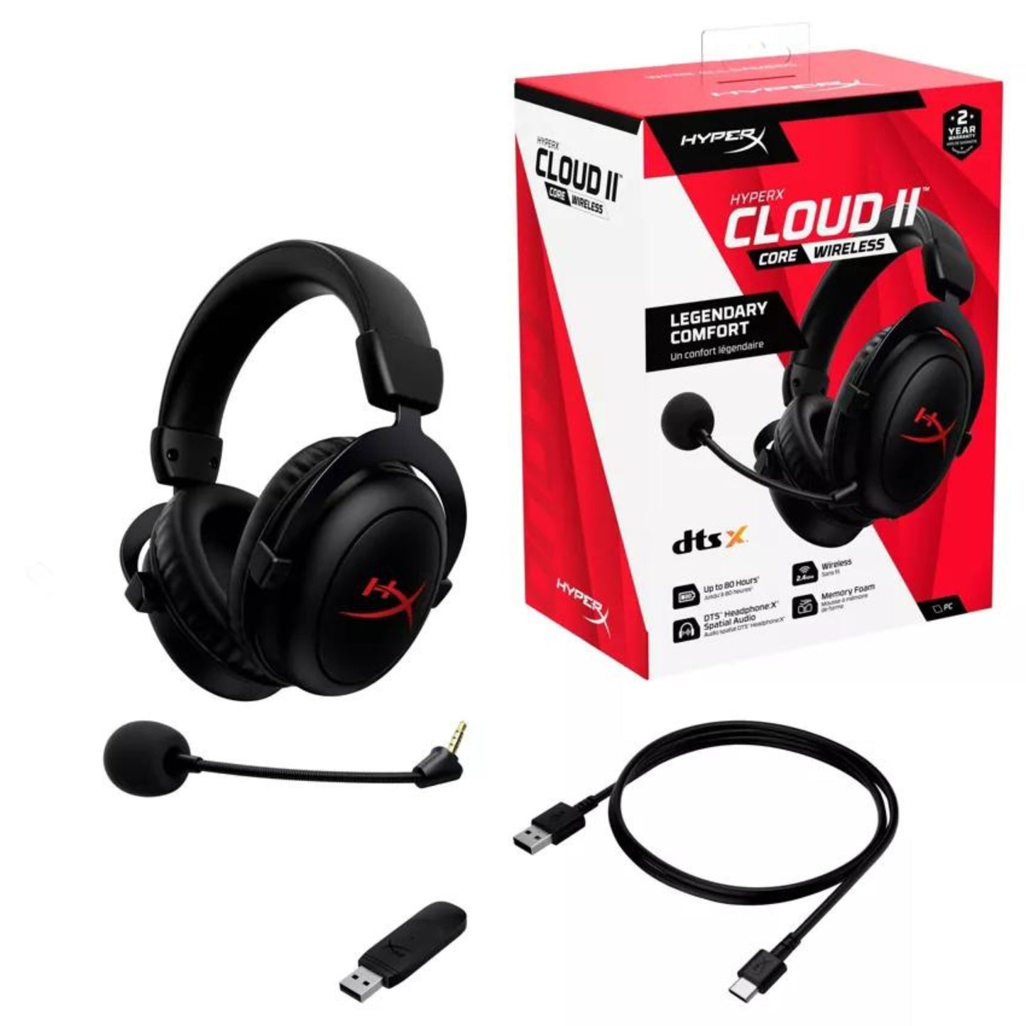 אוזניות גיימינג אלחוטיות -  HyperX Cloud II Core