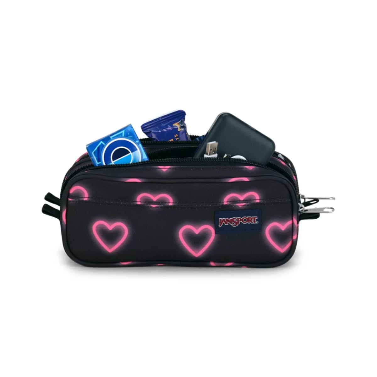 קלמר Jansport שני תאים דגם Large שחור לבבות